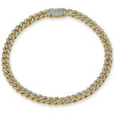 6MM .76ct 14K Yellow Gold  Diamond Round Cuban Bracelet 7"