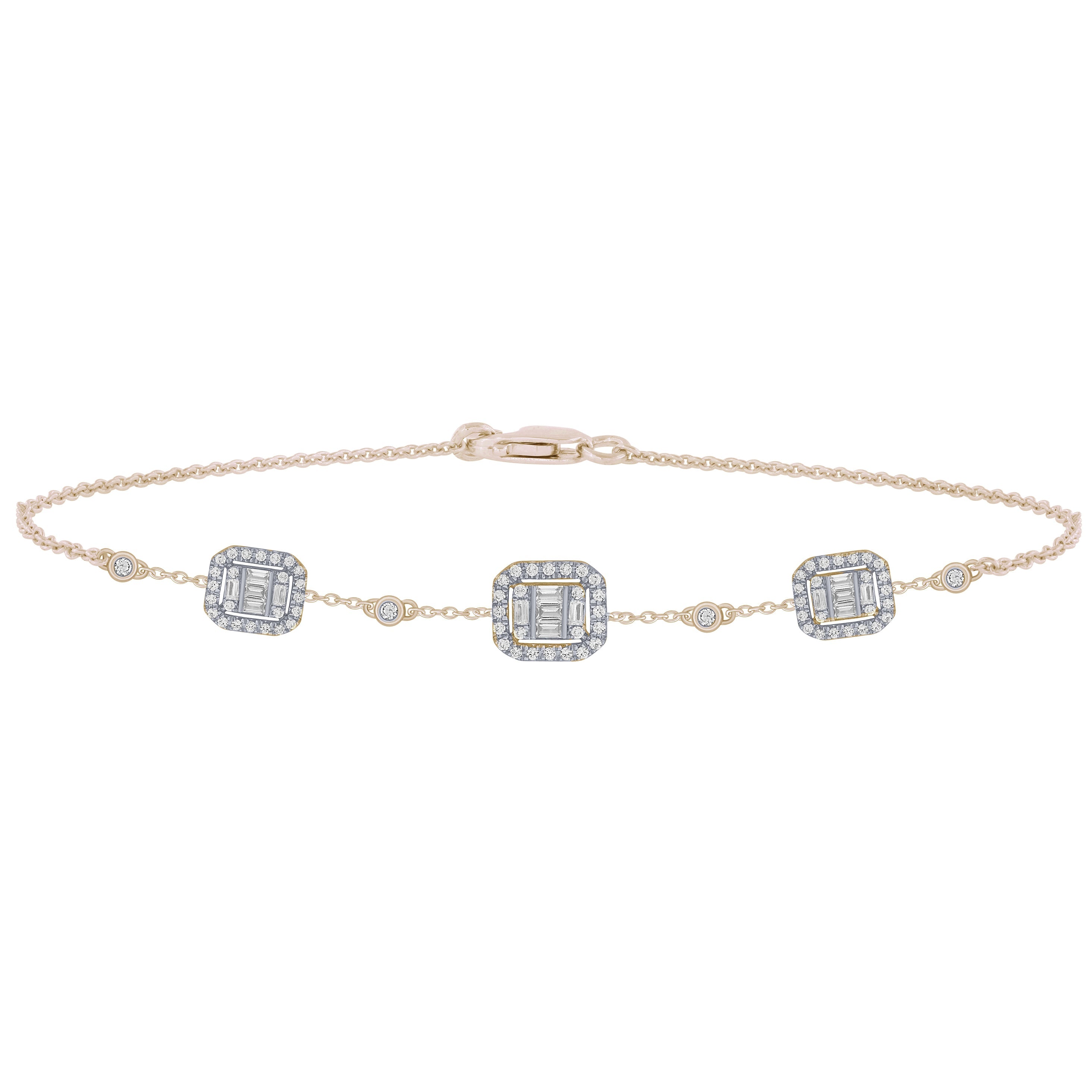 .43ct 14K Yellow Gold Diamond Bracelet 7" Long