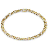 5mm 0.73ct G SI 14K Yellow Gold Diamond Round Cuban Bracelet 8"