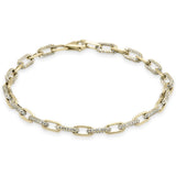 1.53ct G SI 14K Yellow Gold Diamond Paperclip Style Bracelet 7" Long
