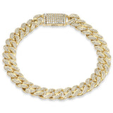 9MM 2.49ct G SI 14K Yellow Gold Diamond Round Cuban Bracelet 8"