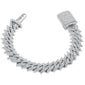 <span style="color:purple">SPECIAL!</span> 13mm 5.75ct G SI 14KT White Gold Spiked Diamond Cuban Bracelet 7" Long