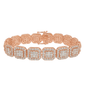 <span>DIAMOND CLOSEOUT! </span> 12mm 15.50ct G SI 14K Rose Gold Round & Baguette Diamond Bracelet 8.5"