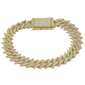 <span>DIAMOND  CLOSEOUT! </span> 18MM 12.82ct G SI 14KT Yellow Gold Round Diamond Spiked Cuban Bracelet 8.5"
