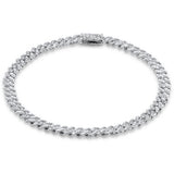 5mm .70ct G SI 14K White Gold Round Diamond Cuban Link Chain Bracelet 8" Long