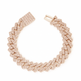 15MM 8.83ct G SI 14K Rose Gold Diamond Baguette & Round Bracelet 8.5"