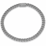 4MM .82ct 14K White Gold Diamond Round Cuban Bracelet 8"