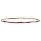 1.59ct G SI 14K Yellow Gold Natural Ruby Tennis Bracelet 7"