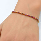 2.80ct G SI 14K Yellow Gold Natural Ruby Tennis Bracelet 7"