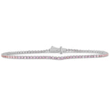 2.50ct G SI 14K White Gold Natural Pink Sapphire Tennis Bracelet 7"