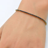 2.44ct G SI 14K White Gold Natural Blue Sapphire Tennis Bracelet 7"