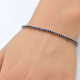 2.35ct 14K Yellow Gold Natural Blue Sapphire Tennis Bracelet 7"
