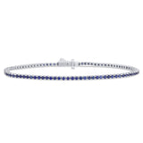 <span style="color:purple">SPECIAL!</span> 1.67cts G SI 14K White Gold Natural Blue Sapphire Tennis Bracelet 7"