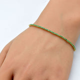 .98ct 14K Yellow Gold Natural Emerald Tennis Bracelet 7"