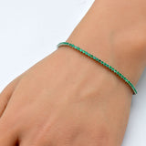 1.88ct 14K White Gold Natural Emerald Tennis Bracelet 7"