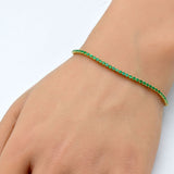 1.78ct 14K Yellow Gold Natural Emerald Tennis Bracelet 7"