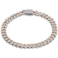 <span style="color:purple">SPECIAL!</span> 7mm 1.42ct G SI 14K Rose & White Gold Round Diamond Cuban Bracelet 8" Long