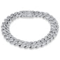 <span style="color:purple">SPECIAL!</span> 9MM 3.97ct G SI 14K White Gold Round & Baguette Iced Out Diamond Cuban Bracelet 8.5" Long