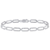 <span style="color:purple">SPECIAL!</span>1.00ct G SI 14K White Gold Diamond Paper Clip Bracelet 7.25" Long