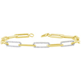 .33ct G SI 14K Yellow Gold Diamond Paperclip Bracelet 7" Long