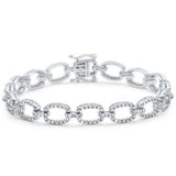 <span>DIAMOND CLOSEOUT! </span>1.75ct G SI 14K White Gold Women's Diamond Square Link Paper Clip Bracelet 7" Long