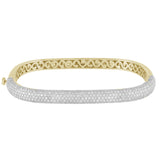 <span style="color:purple">SPECIAL!</span> 3.32ct G SI 14K Yellow Gold Diamond Pave Medium Square Bangle Bracelet 6.5"