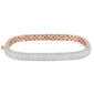 <span style="color:purple">SPECIAL!</span> 3.34ct G SI 14K Rose Gold Diamond Pave Square Bangle Bracelet 6.75"