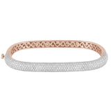 <span style="color:purple">SPECIAL!</span> 3.33ct G SI 14K Rose Gold Diamond Pave Medium Square Bangle Bracelet 6.5"