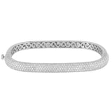 3.32ct G SI 14K White Gold Diamond Pave Medium Square Bangle Bracelet 6.5"