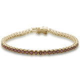7.31ct 14K Yellow Gold Natural Ruby Tennis Bracelet 7" Long
