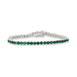 5.52ct G SI 14K White Gold Emerald Gemstones Tennis Bracelet