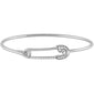 <span style="color:purple">SPECIAL!</span> .15ct G SI 14K White Gold Diamond Paperclip Wrap Around Bangle Bracelet 7" Long