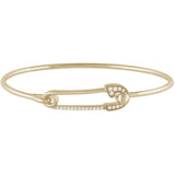 <span>DIAMOND CLOSEOUT! </span>.16ct G SI 14K Yellow Gold Diamond Paperclip Wrap Around Bangle Bracelet 7" Long
