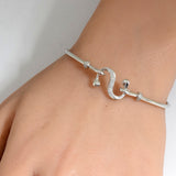 .10ct G SI 14K White Gold Diamond Wrap around Hook Bangle Bracelet 7" Long