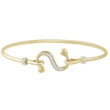 <span>DIAMOND CLOSEOUT! </span>.10ct G SI 14K Yellow Gold Diamond Wrap around Hook Bangle Bracelet 7" Long