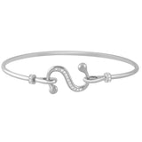 .10ct G SI 14K White Gold Diamond Wrap around Hook Bangle Bracelet 7" Long