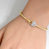 <span>DIAMOND CLOSEOUT! </span>.20ct G SI 14K Yellow Gold Diamond Heart Lock Wrap around Hook Bangle Bracelet 7" Long