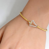 .20ct G SI 14K Yellow Gold Diamond Hook Bangle Bracelet 7" Long 7"