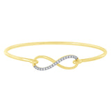 .15ct G SI 14K Yellow Gold Diamond Infinity Hook Wrap Around Bangle Bracelet 7" Long