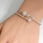 <span>DIAMOND CLOSEOUT! </span>.25ct G SI 14K White Gold Diamond Wrap around Palm Tree Bangle Bracelet 7" Long