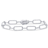 1.54ct G SI 14K White Gold Diamond Paperclip Style Bracelet 7" Long