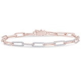 .82ct G SI 14K Rose Gold  Diamond Paperclip Bracelet