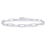 .82ct G SI 14K White Gold  Diamond Paperclip Bracelet