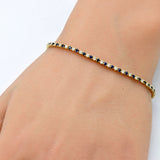 <span>GEMSTONE CLOSEOUT </span>! 2.09ct G SI 14K Yellow Gold Blue Sapphire & Diamond Tennis Bracelet 7" Long