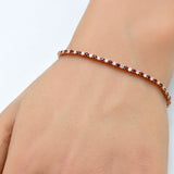 2.02ct G SI 14K Yellow Gold Ruby Gemstone & Diamond Tennis Bracelet 7" Long