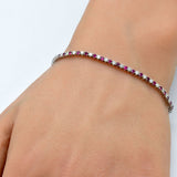 2.21ct G SI 14K White Gold Ruby Gemstone & Diamond Tennis Bracelet 7" Long