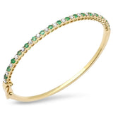 <span>GEMSTONE CLOSEOUT! </span> 1.83ct G SI 14K Yellow Gold Diamond Emerald Gemstone Bangle Bracelet