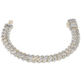 <span style="color:purple">SPECIAL!</span> 7MM 2.95ct G SI 14K Yellow Gold Round & Baguette Diamond Cuban Bracelet 8" Long