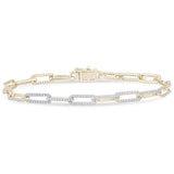 .86ct G SI 14K Yellow Gold  Diamond Paperclip Bracelet 7" Long