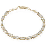 .97ct G SI 14K Yellow Gold Diamond Paperclip Style Bracelet